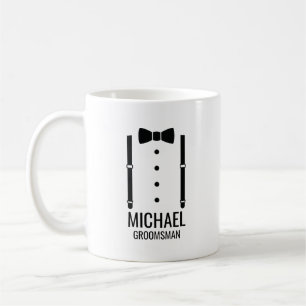 Taza De Café Boda negro Bow Tie Personalizado Groomsmen