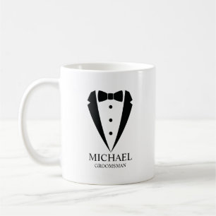 Taza De Café Boda negro Tuxedo Suit Groomsmen personalizado