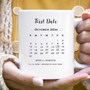 Taza De Café Boda no fotográfico de calendario moderno Primera