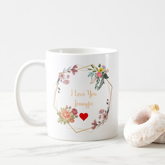 Taza De Café Boda personalizado: amor (Con donut)
