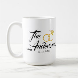 Taza De Café Boda Personalizado Pareja Anillo Favor Fecha