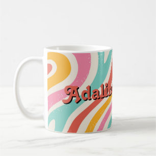 Taza De Café Boda Retro Groovy 70s Ondulada Colorida