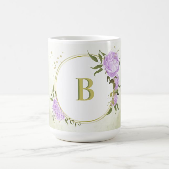 Taza De Café boda romántico de flores moradas lilas (Centro)