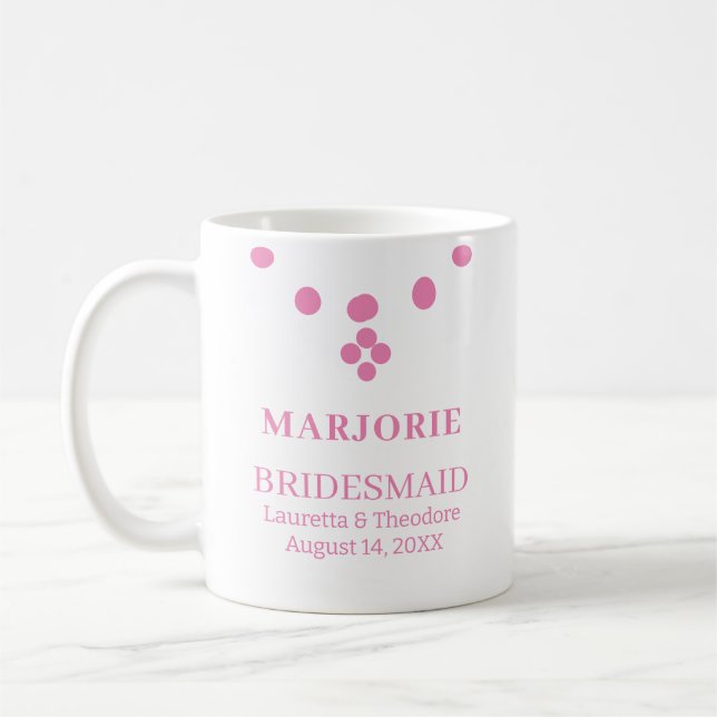 Taza De Café Boda rosa con nombre personal (Izquierda)