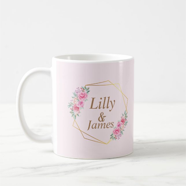 Taza De Café Boda rosa floral (Izquierda)