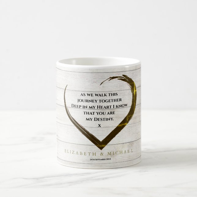 Taza De Café Boda Rústico Simple Heart Love Quote (Centro)