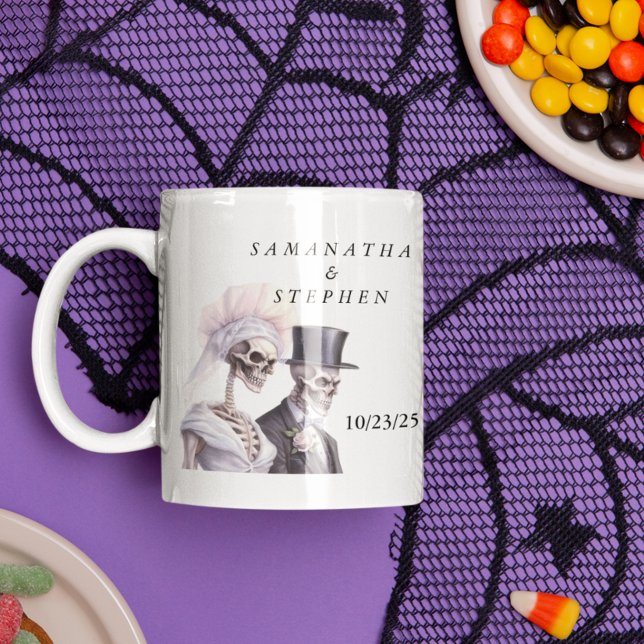 Taza De Café Boda Skeleton Pareja de Halloween (Subido por el creador)