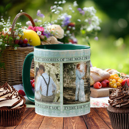 Taza De Café Boda verde azul Pastel Foto Keepsake Mug