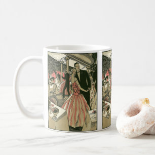 Taza De Café Boda Vintage Art Deco, primer baile de recién casa