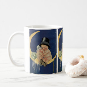 Taza De Café Boda Vintage, Novia y Novio Adorables en una Luna