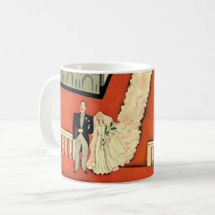 Taza De Café Boda Vintage, Novios Art Deco Recién Casados