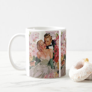 Taza De Café Boda Vintage, recién casados novios retro