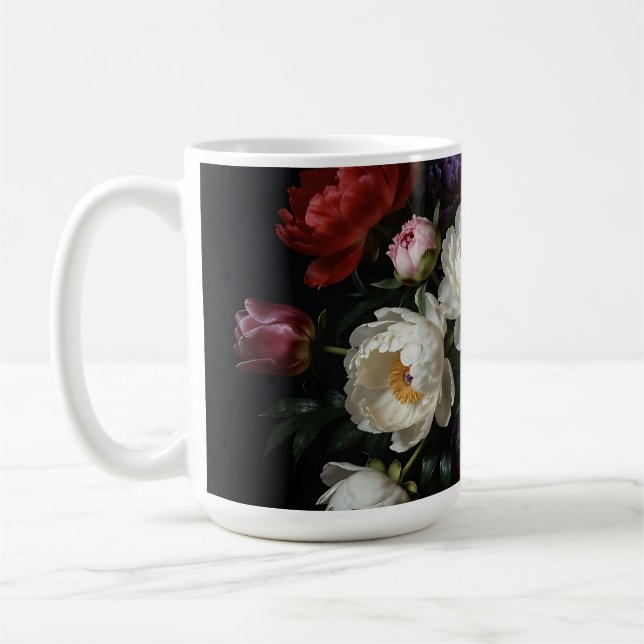 Taza De Café Bodegón barroco de ramo de peonías (Izquierda)