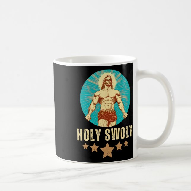 Taza De Café Bodybuilding Jesus Fitness Holy Swoly Funny Gym  (Derecha)