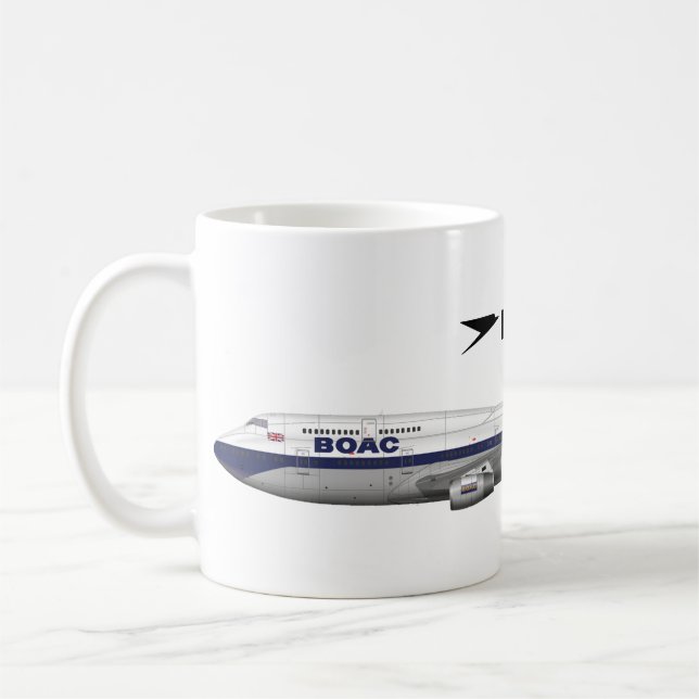 Taza De Café Boeing 747-400 British Airways BOAC Retro Aviation (Izquierda)