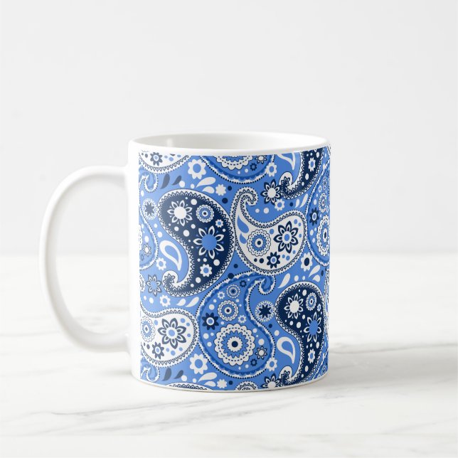 Taza De Café Bohemia Paisley Blue Country Farm Style (Izquierda)