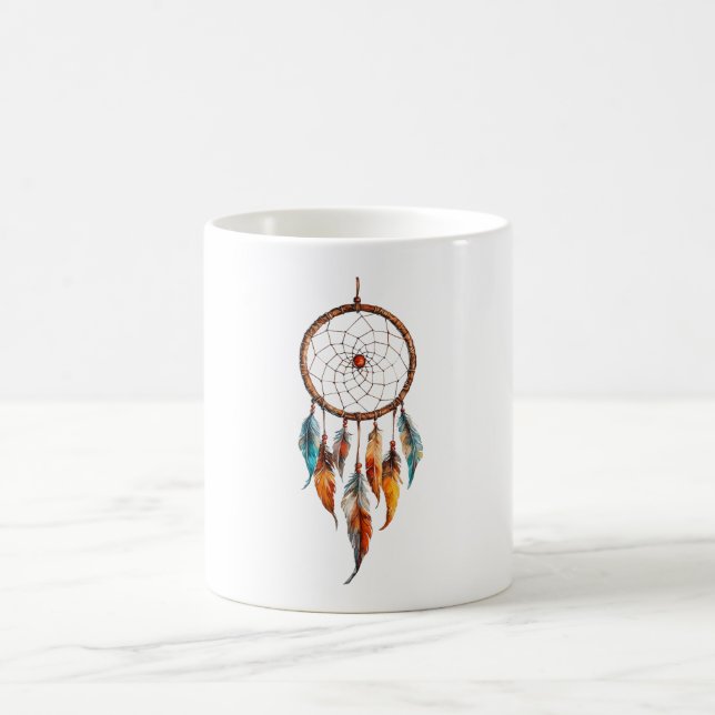 Taza De Café Bohemian Feather Dreamcatcher Mug (Centro)