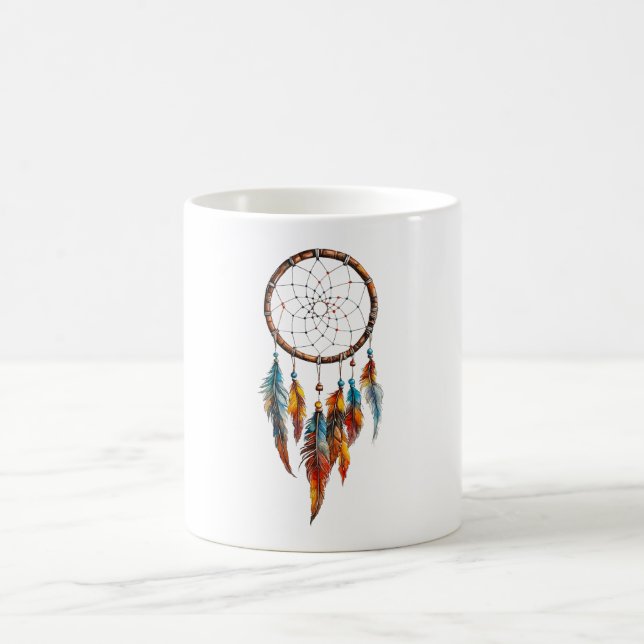 Taza De Café Bohemian Feather Dreamcatcher Mug (Centro)