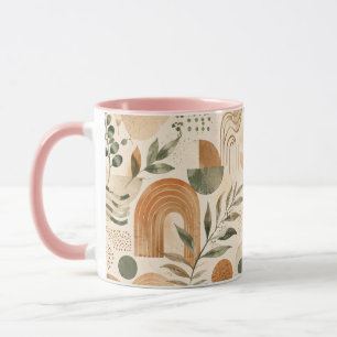 Taza De Café Bohemio De Terracota Abstracto Regalo