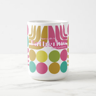 Taza De Café Bohemio Rosa Verde Azul Marrón