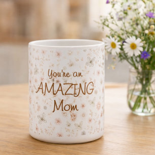 Taza De Café Boho Acuarela Floral Increíble Mamá Día de la Madr