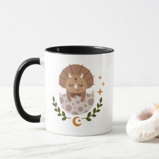 Taza de café boho adorable de dinosaurio para niño