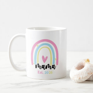 Taza De Café Boho Arcoíris Personalizado Mama Año de Fundación 