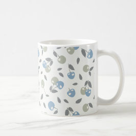 Taza De Café Boho Beach Cherries - sage blue fruit pattern.