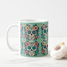 Taza De Café Boho Calaveras de Azúcar