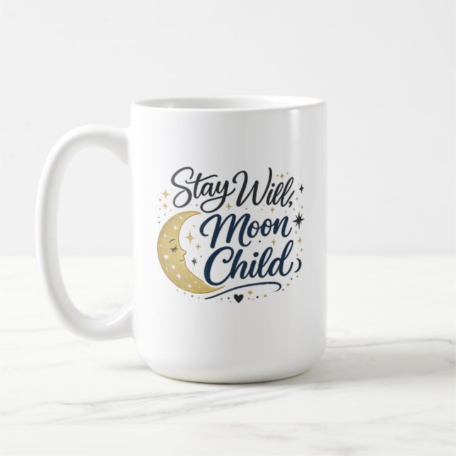 Taza De Café Boho Celestial Niño Luna Salvaje (Izquierda)