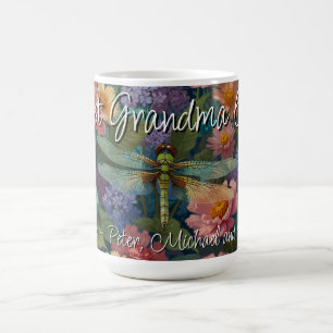 Taza De Café Boho chic vintage floral pastel libélula abuela