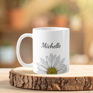 Taza De Café Boho Daisy Botany Floral Cute Girly