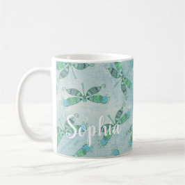 Taza De Café Boho Dragonflies en azul