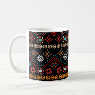 Taza De Café Boho étnico: Colorida Tribal Seamless.
