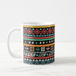 Taza De Café Boho étnico: Impresión de píxeles geométricos