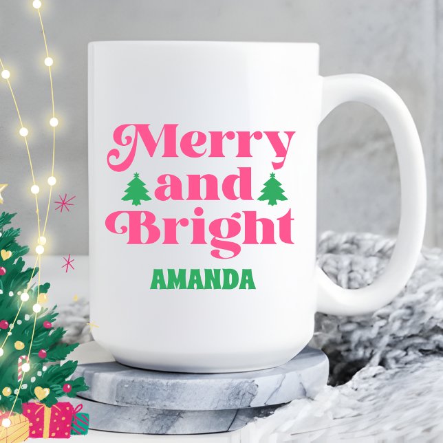 Taza De Café Boho Feliz y Navidades brillantes en vacaciones ro (Subido por el creador)