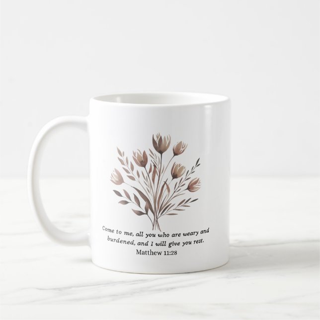 Taza De Café Boho Floral Christian Ceramic Mug (Izquierda)