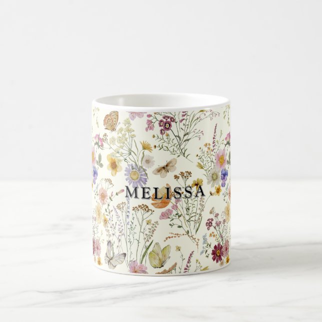 Taza De Café Boho Floral Flor Silvestre (Centro)