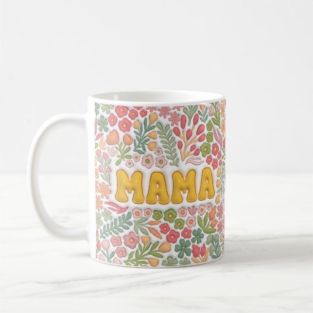 Taza De Café Boho Floral Pattern Mama  (Izquierda)