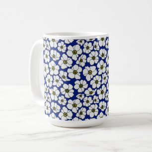 Taza De Café Boho Flores Silvestres Sobre Azul