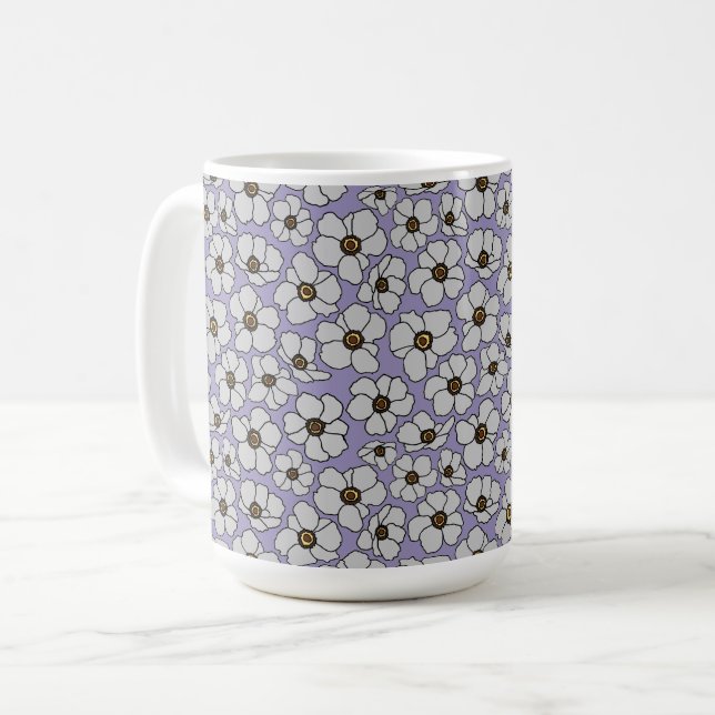 Taza De Café Boho Flores Silvestres Sobre Lavanda  (Anverso izquierdo)