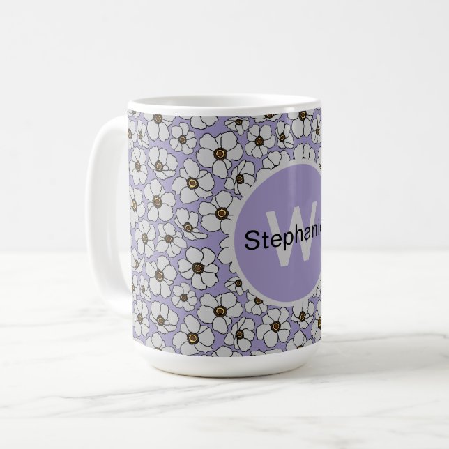 Taza De Café Boho Flores Silvestres Sobre Lavanda  (Anverso izquierdo)
