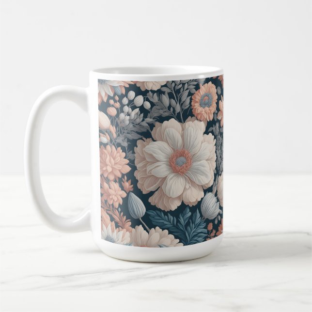 Taza De Café Boho Flowers Design 15 oz Classic Mug (Izquierda)