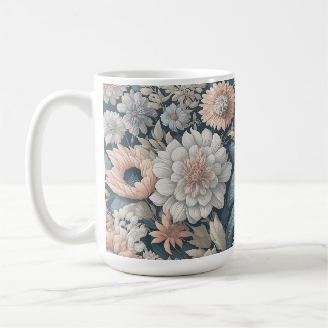 Taza De Café Boho Flowers Design 15 oz Classic Mug (Izquierda)