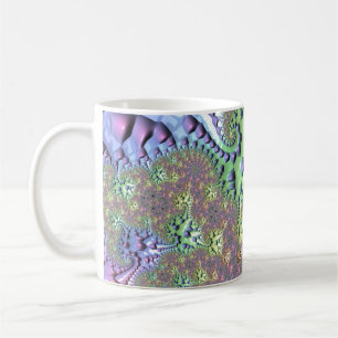 Taza De Café Boho Hippie Groovy brillante fractal arcoiris colo