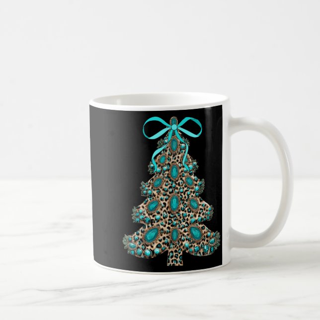 Taza De Café Boho Leopard Christmas Tree Cheetah Print Coquette (Derecha)