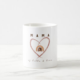 Taza De Café Boho Mama Textos con plumas lunares y nombres de n