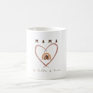 Taza De Café Boho Mama Textos con plumas lunares y nombres de n