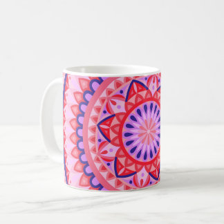 Taza De Café Boho Mandala Rosa Patrón Geométrico Vibrante Acoge