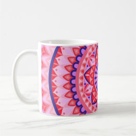 Taza De Café Boho Mandala Rosa Patrón Geométrico Vibrante Acoge